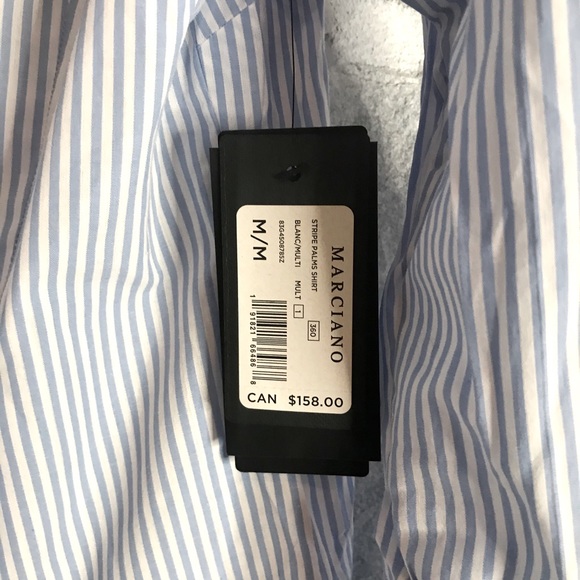 MARCIANO EMBROIDERED STRIPE BUTTON DOWN TOP - SZ M - Picture 3 of 3